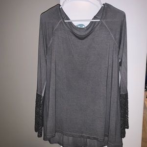 Grey long sleeve with lace bell sleeves!